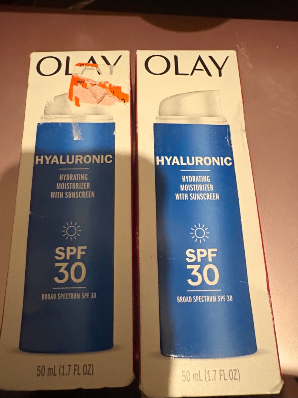 OLAY Hyaluronic Hydrating Moisturizer SPF 30 — Blue and White 2 pack